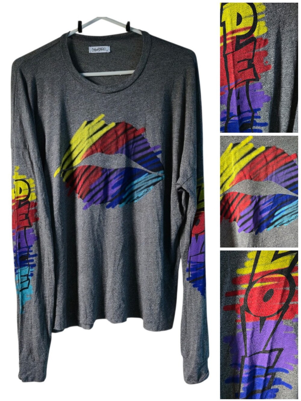 Lauren Moshi Rainbow Peace Love Lips long sleeve